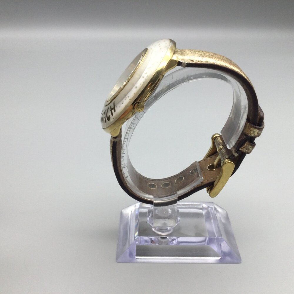 Vintage Coach Watch Women 45mm Gold Tone Glitter Bezel Leather Band New Battery - Picture 5 of 15